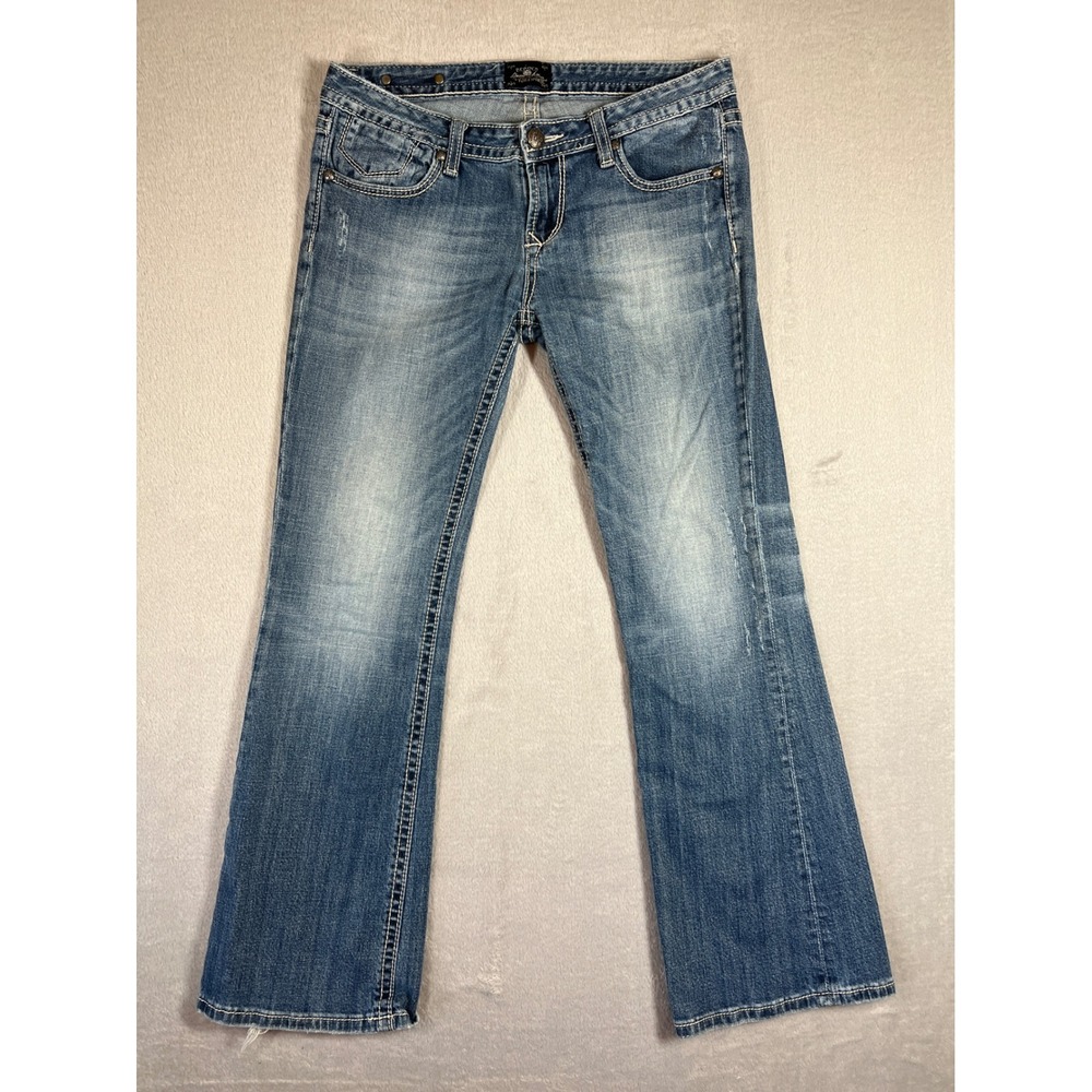 Express Rock For Express Womens 8S Bootcut Jeans Medium Wash Distressed Denim
